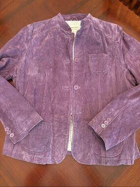 Purple Suede Button-Front Jacket